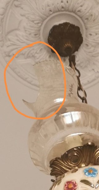 Lampadario Vintage Ceramica Vetro Metallo