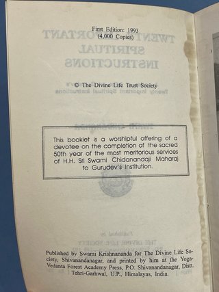 Twenty important spiritual instructions