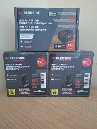 3x Baterías Parkside 20V 8Ah y 12V 5Ah
