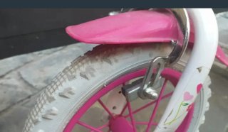 Bicicleta niña de 12", con ruedines de apoyo.