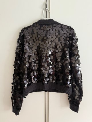 Chaqueta Mango Lentejuelas Negra Talla L