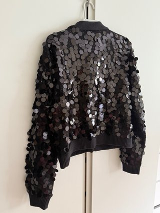 Chaqueta Mango Lentejuelas Negra Talla L