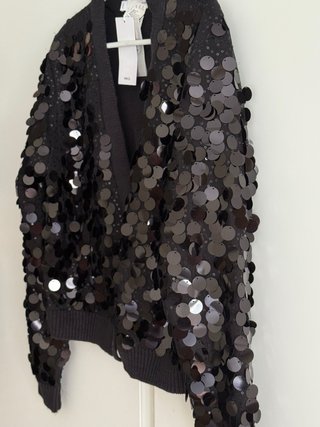 Chaqueta Mango Lentejuelas Negra Talla L