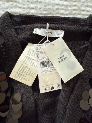 Chaqueta Mango Lentejuelas Negra Talla L