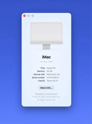 iMac 24” M4 10-core 24GB RAM 256GB SSD
