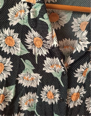 Camisa Flores Manga Corta Mujer