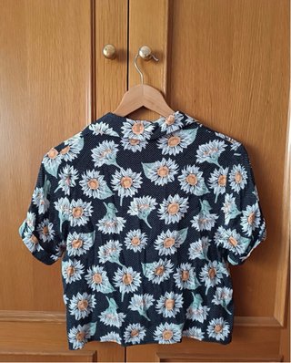 Camisa Flores Manga Corta Mujer