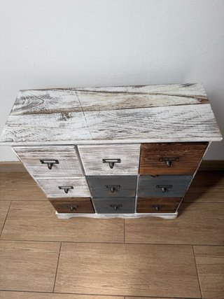 Mueble vintage de madera con 9 cajones
