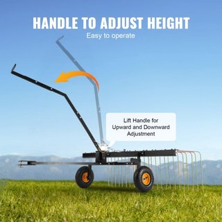 Desmalezadora Remolcada, Desmalezadora Remolcada de 60 pulgadas con 24 Púas de Acero, Rastrillo Desmalezador de Césped para ATV o Cortacésped, Rastrillo de Césped Remolcado con Mango Elevador para...