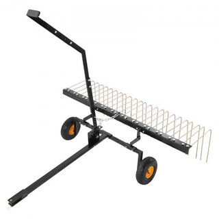 Desmalezadora Remolcada, Desmalezadora Remolcada de 60 pulgadas con 24 Púas de Acero, Rastrillo Desmalezador de Césped para ATV o Cortacésped, Rastrillo de Césped Remolcado con Mango Elevador para...