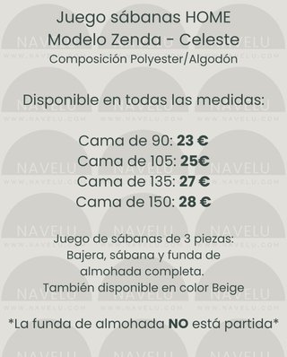 Juego Sábanas Home Celeste - Todas las medidas