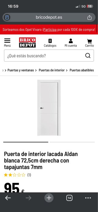 Puerta lacada ALDAN 82,5 cm Izquierda