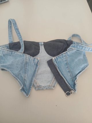 Top vaquero estilo corset azul