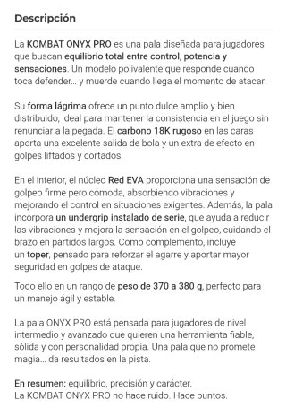 Pala Pádel Kombat Onyx Pro 2026