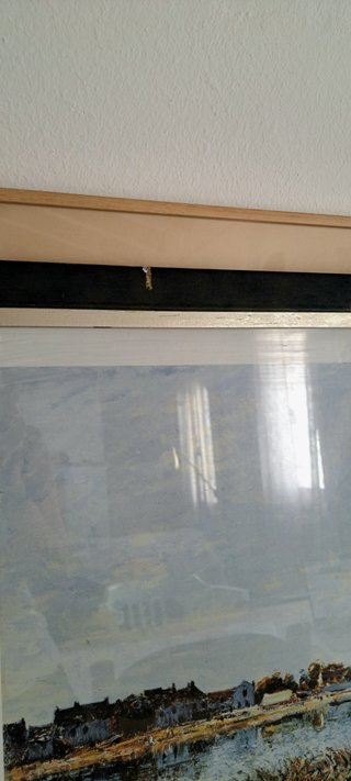 Cuadro Madera Azul con ribete Dorado + poster