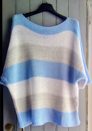 Maglione Pittarello righe blu, grigio, bianco
