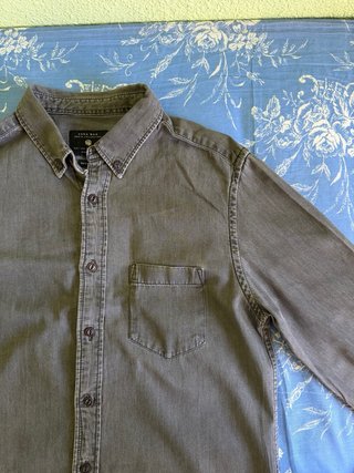 Camisa vaquera Zara Man Talla M gris