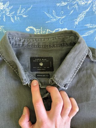 Camisa vaquera Zara Man Talla M gris