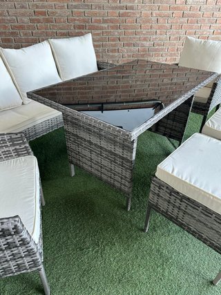 Sofa + Mesa + 2 Sillones + 2 pufs Ratan PE Sebas. Muebles de Jardin y Terraza