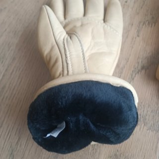 Guanti da sci in pelle beige
