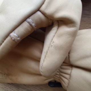 Guanti da sci in pelle beige