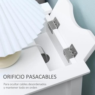 Mesa Auxiliar Tapa Abatible con Estante Blanco
