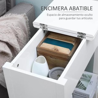 Mesa Auxiliar Tapa Abatible con Estante Blanco