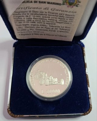San Marino 10000 Lire 50 Anni di Ferrari Argento