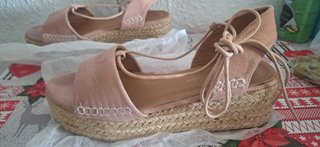 Sandalias cuña esparto rosa maquillaje, 41 un uso