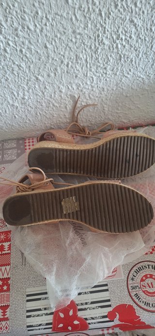 Sandalias cuña esparto rosa maquillaje, 41 un uso