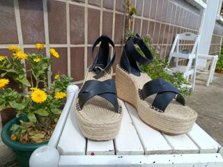 Sandalias cuña Mango azul marino