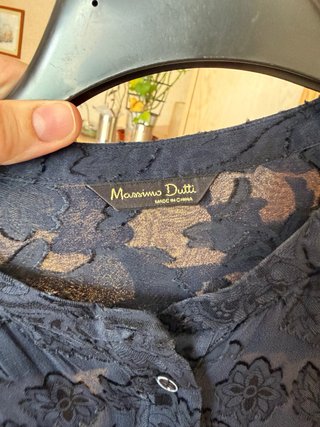 Blusa Massimo Dutti Negra Encaje