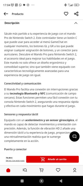 Mando Nintendo Switch Pro Inalámbrico