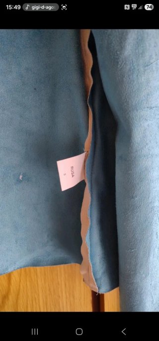 Chaqueta Ruga flecos beige y azul