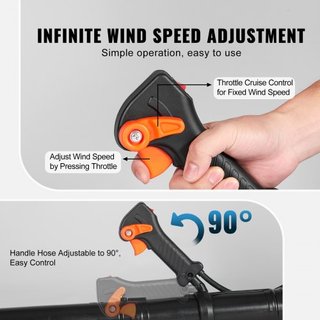 Soplador de Hojas de Mochila, Soplador de Hojas de Gas de 52CC y 2 Tiempos con Tanque de Combustible de 1.37L, Volumen de Aire de 480CFM y Velocidad de 175MPH, Ideal para Cuidado del Césped, Limpi...