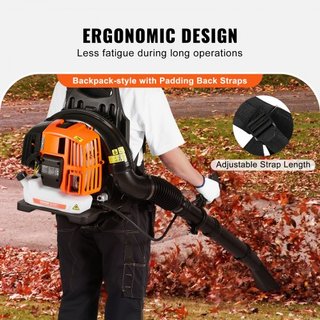 Soplador de Hojas de Mochila, Soplador de Hojas de Gas de 52CC y 2 Tiempos con Tanque de Combustible de 1.37L, Volumen de Aire de 480CFM y Velocidad de 175MPH, Ideal para Cuidado del Césped, Limpi...