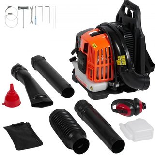 Soplador de Hojas de Mochila, Soplador de Hojas de Gas de 52CC y 2 Tiempos con Tanque de Combustible de 1.37L, Volumen de Aire de 480CFM y Velocidad de 175MPH, Ideal para Cuidado del Césped, Limpi...