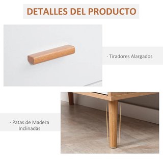 Cómoda 3 Cajones Madera Blanco Natural 80cm