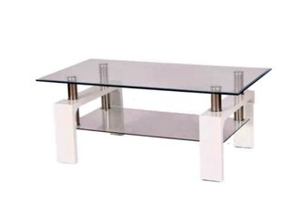 Mesa de centro de cristal y madera
