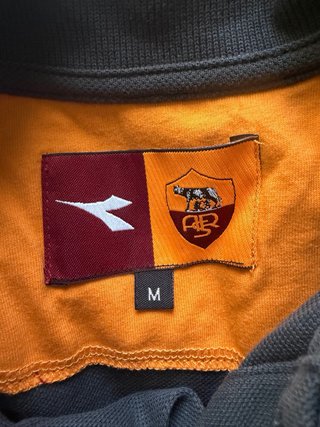 Polo AS Roma Diadora Taglia M Grigio Arancio