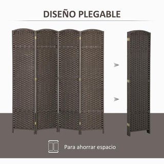 Biombo de 4 Paneles Plegable 160x170 Marrón
