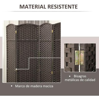Biombo de 4 Paneles Plegable 160x170 Marrón