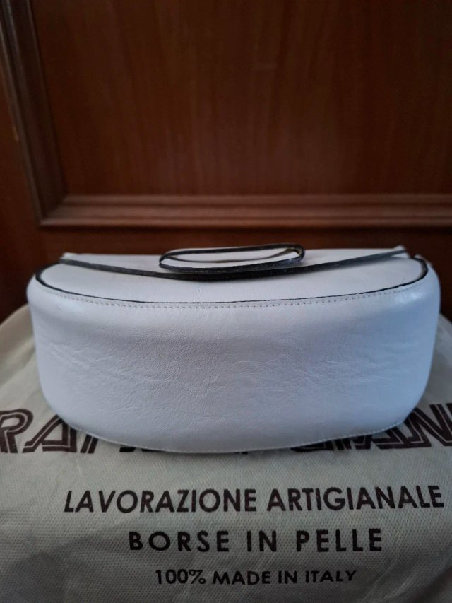Bolso de hombro artesanal Rapari Gianni blanco