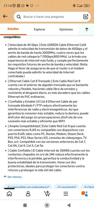 Cable de red UGREEN CAT 8 2m