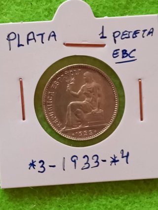 Plata Moneda Una Peseta de 1933 excelente estado