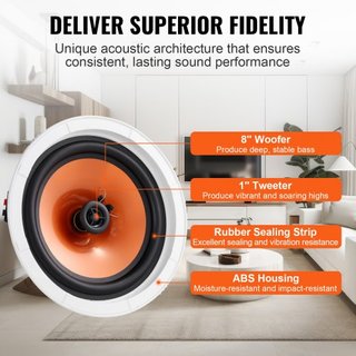 4PCs 8 in/20.3 cm Altavoces de Techo 100W Montaje Empotrado en Techo y en Pared