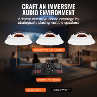 4PCs 8 in/20.3 cm Altavoces de Techo 100W Montaje Empotrado en Techo y en Pared