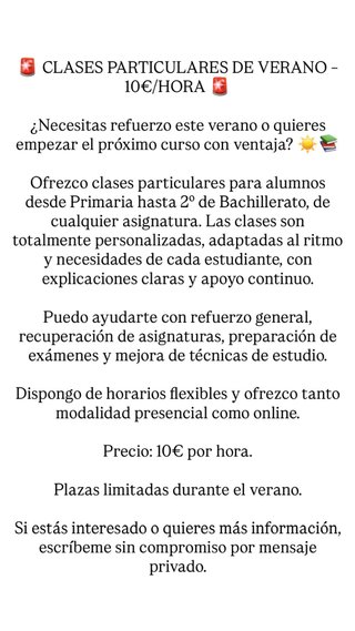 Clases particulares verano ️
