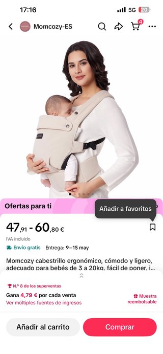 Portabebés ergonómico Momcozy
