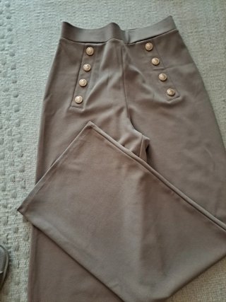 Pantalón ancho beige mujer nuevo